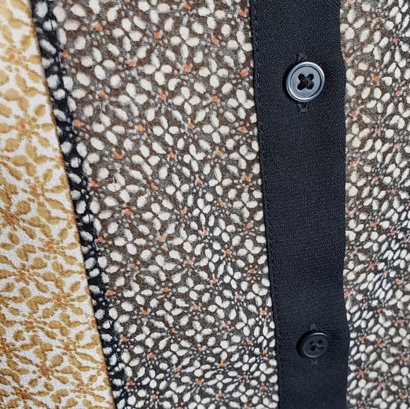 AnnTaylor Button Font Trending Sheer Mix Print Blouse ♡ - Picture 16 of 17